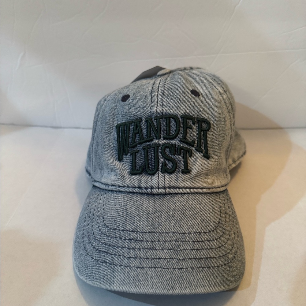 Time and Tru Women's Washed Denim Wander Lust Baseball Hat - Picture 2 of 9